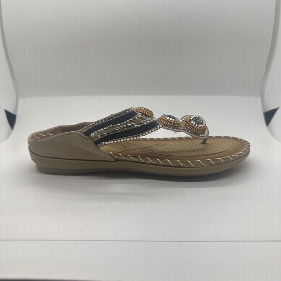 Harence Summer Casual Boho Flat Sandals Beach Comfortable Beaded Braided Sz 6.5 - Picture 2 of 13